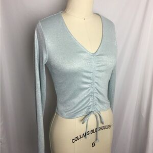 Wild Fable Cropped Shimmery Blue Top Size Large